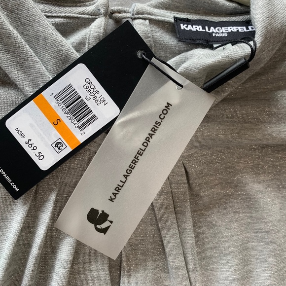 NWT - KARL LAGERFELD PARIS : Silver Keyhole Knit Long Sleeve Blouse Sz: S - Picture 6 of 6